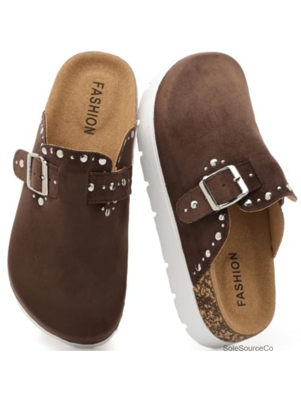 Suede Leather Platform Clogs Chunky Mules Cork Footbed Slip On Shoes